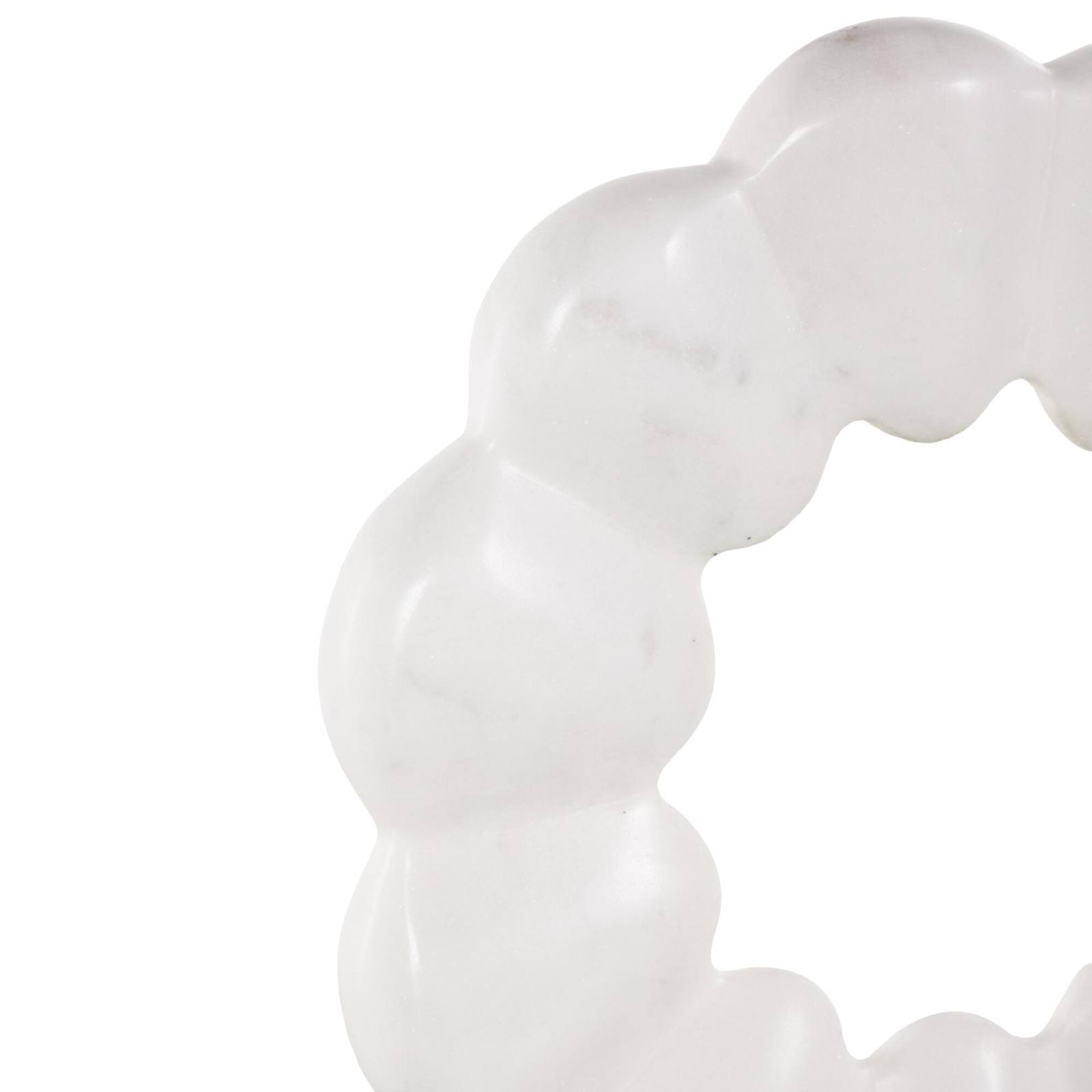 12" White & Black Marble Geometric Floral Inspired Ring Sculpture